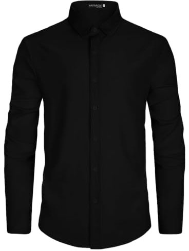 YAOBAOLE Chemise à manches longues pour homme - Infroissable - Coupe droite, Noir , XXXL