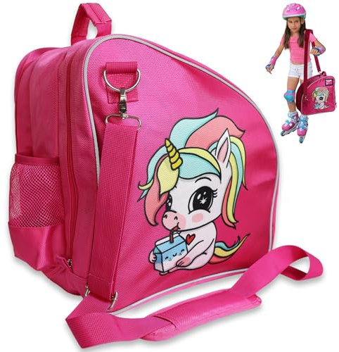 Bolsa para Patines Niña | Patines 4 Ruedas y en Línea | Mochila para Guardar y Transportar los Patines facilmente Resistente y Ajustable | Espaciosa y Transpirable | Diseño Colorido y Reflectante