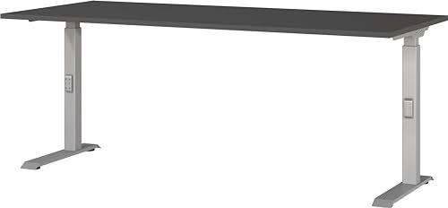 Germania Schreibtisch 7912-640, in Graphit/Silber, me. höheneinst., 180 x 91 x 80 cm (BxHxT)