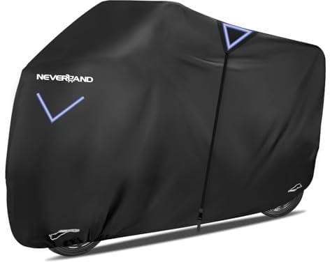 NEVERLAND Housses de Moto Imperméable, 245x105x125cm Tissu Oxford 300D Bache Moto Exterieur Interieur Etanche Bache de Protection au Pluie poussière UV avec Sangles Réflective pour Moto Scooter(XL)