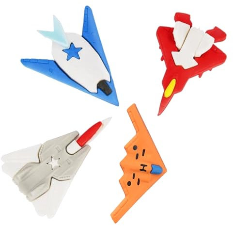 4x Bleistift Radiergummi, Raketen, 3D Raum