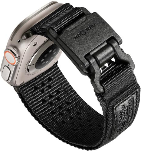 Bandletic Compatibile con Cinturino Apple Watch Ultra 2/Ultra 49mm - FIDLOCK Magnetica Fibbia, Nylon Morbido Traspirante Sport Banda per iWatch Series 10 46mm 9/8/7 45mm SE/6/5/4 44mm 3/2/1 42mm, Nero