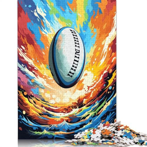 1000 Piece Jigsaw Puzzles Colourful Rugby Jigsaw Puzzles for Adults Cardboard Jigsaw Puzzles Home Art Decor 38x26cm