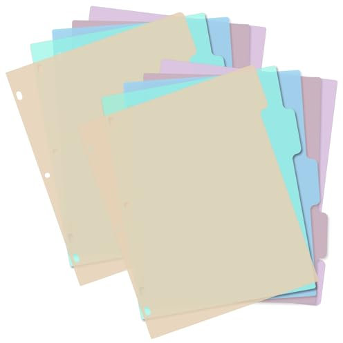 Jeffdad 10 Stück Trennblätter für Ordner A4, Kunststoff Ordner Trennblätter Ordner Register 3 Löcher Seitentrenner Notizbuch Trennblätter Ringbuchregister für Ringbuch Planer Notizbuch(2 Set)