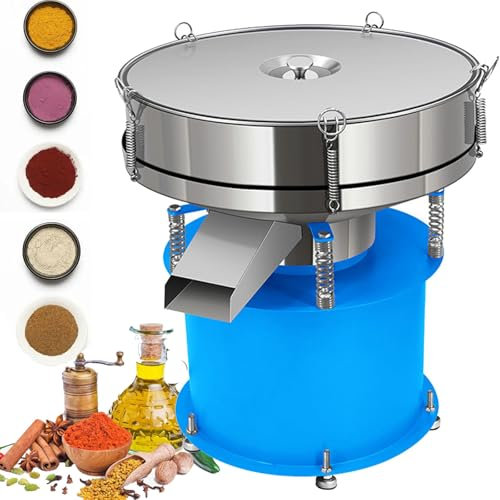 DPQYJPP Tamizadora eléctrica, tamizadora vibratoria automática, tamizadora harina Polvo Acero Inoxidable con Malla 60, para partículas Polvo Hornear, partículas Grano, Alimentos industriales