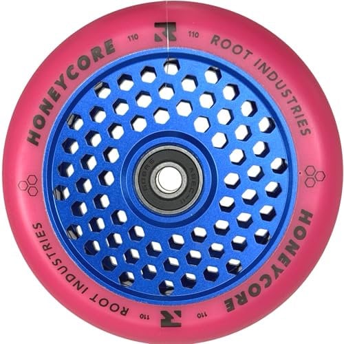 Root Industries Air Honeycore 110mm Stunt-Scooter Wheel Trick Roller Ersatz Rad Rolle + Fantic26 Sticker (Blau/Pu Pink)