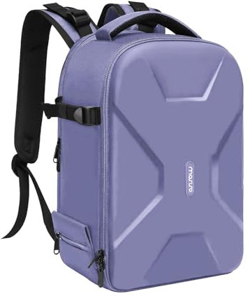 MOSISO Camera Backpack, DSLR/SLR/Mirrorless Photography Camera Bag Full Open Waterproof Hardshell Case with Insert&Tripod Holder&Laptop Compartment Compatible with Canon/Nikon/Sony, Lavender Gray