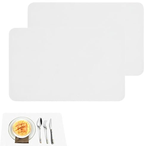 2 Pcs Silicone Mats for Worktops,Craft Mat Non-Slip Dining Table Mat,Silicone Painting Mat Non Stick Pad White,Kitchen Worktop Protector Use for Craft Painting Mat Desk Saver Pad Placemat