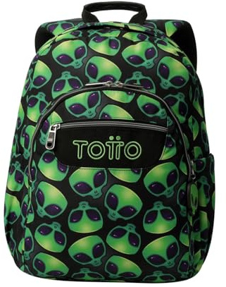 TOTTO - Mochila Escolar Adaptable a Carro, Modelo Acuareles, Capacidad 20 L, Bolsillo para Pc 14, 2 Bolsillo Botella, Espaldar Ergonómico con Flujo de Aire, Cómodas Correas en S, Estampado Ali
