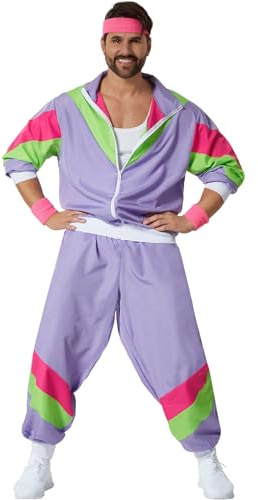 dressforfun Completo da Uomo Retrò Anni '80,'90, Jogging, Abbigliamento Sportivo - Lilla, L