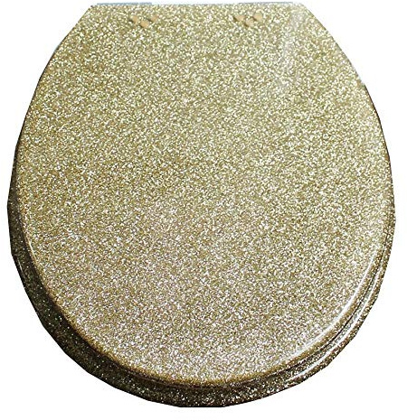 Toilet Seat, Golden Toilet Lid with Slowed Urea Formaldehyde Resin, Ultra Resistant Top, Fixed U/V/O Shape, Compatible Toilet Seat Cover, Gold 40~48cm x 33~38cm (Gold 40~48cm*33~38cm)