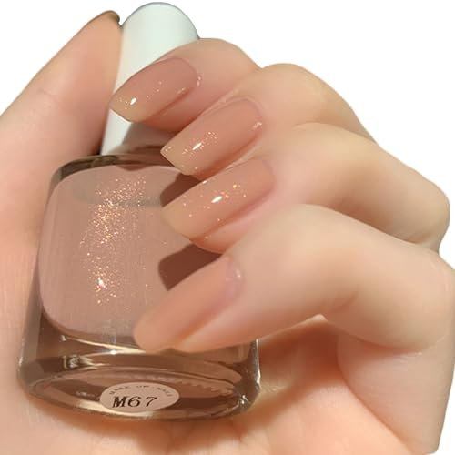 Glitter Nail Polish, Neutral Nude Nail Varnish, Shimmer Quick Dry French Manicure, Long Lasting Breathable Nail Varnish Water-based Nail Gel for Women DIY Nail Art, No Need Cure