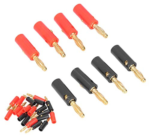 Naroote Speaker Banana Plugs, 4mm Pin Gold Plated Speakers Cable Connector 20pcs for Car System