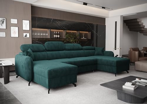 AXLIVING Ecksofa mit Schlaffunktion Ribella 5 345 cm Türkis U-Form