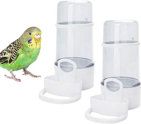 Bird Water Feeder,2PCS Automatic Bird Water Dispenser for Cage,Parrot Water Bottle Drinker Food Seed Dispenser Cage Accessories for Parrots Budgie Lovebirds Parakeet Cockatiel (Clear 415ML)