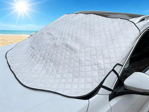 NOYVYDS Sonnenschutz Auto Frontscheibe,Frontscheibenabdeckung Auto,Windschutzscheibenabdeckung Sonnenschutz mit 5 Magnen UV-Schutz für Sommer,Sonne& Hitzeschutz,147x116cm