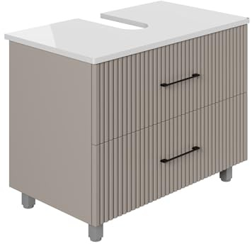 Karen Waschbeckenunterschrank Liana 60/80 cm | Steh-Unterschrank | Badmöbel pastellgrau | Konsole mit Siphonausschnitt | Eklektisch | Gäste-Badezimmer (Liana 80 Weiß)