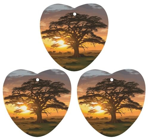 3-Pack Car Air Freshener Cards Double Sided Hanging Sunrise on Big Tree Air Freshener Scented Cards for Car, Room, Bathroom | Long-Lasting Fragrance, Black-style