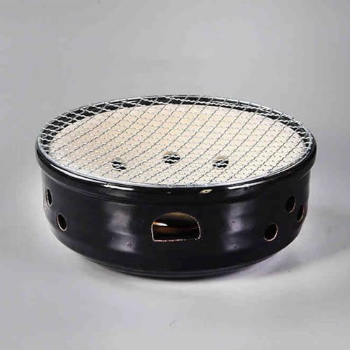Japanischer Tonkohlegrill Outdoor Camping Herd Keramik BBQ Topf Vielseitiger Tee- & Grillkocher Schwarzer Holzofen Kamin Topf Perfekt für Outdoor Kochen