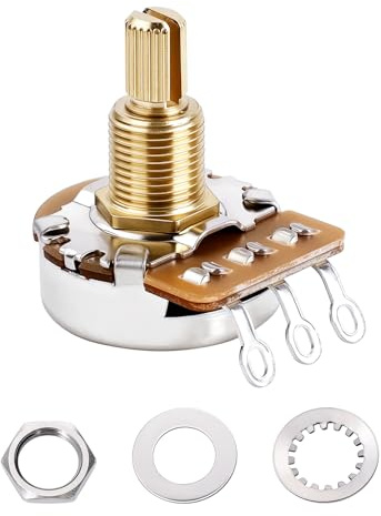 Banworks Brass B500K Imperial 3/8 Zoll Gewinde Full Sized Guitar Pots 24-Spline Split Long Shaft (19mm Length) Linear Taper Potentiometer for Gibson Les Paul LP/SG Fender Strat/Tele PRS 1pc JT/XNQ-14