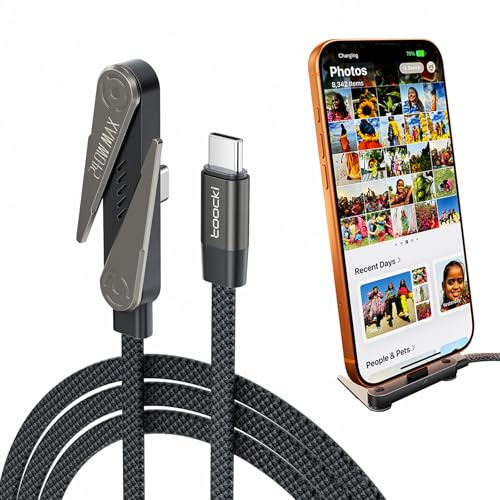 1.5M Cable USB C a USB-C de 240W con Soporte Plegable para Móvil, Diseño Trenzado Reforzado para Carga Rápida y Transferencia de Datos, para iPhone 17 16 15 iPad Macbook Redmi Galaxy S25 Ultra S24 etc