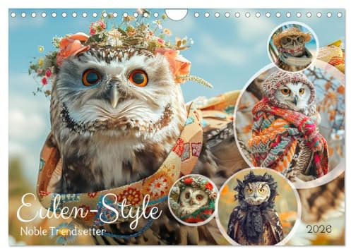 Eulen-Style. Noble Trendsetter (Wandkalender 2026 DIN A4 quer), CALVENDO Monatskalender: Ein Jahr voll federleichter Eulen-Noblesse und Eleganz (CALVENDO Tiere)
