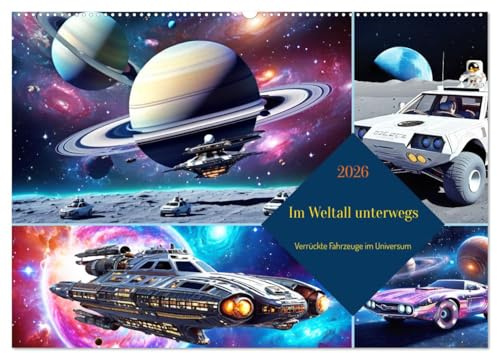 Im Weltall unterwegs - Verrückte Fahrzeuge im Universum (Wandkalender 2026 DIN A2 quer), CALVENDO Monatskalender: Die faszinierende Welt der ... Fortbewegungsmittel (CALVENDO Technologie)