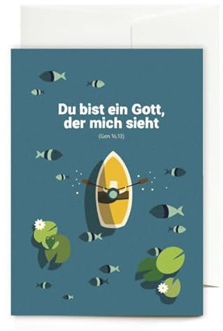Du bist ein Gott, der mich sieht (Motiv Boot): Klappkarte (inkl. Briefumschlag) Jahreslosung 2023