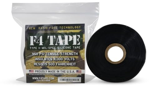 F4 Tape - Self-Fusing Silicone Tape MIL-SPEC 1 X 36' (Black) by F4 Tape