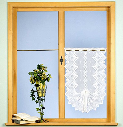 Gardine Scheibengardine Fensterbild Jacquard Country Cottage HxB 90x52 cm in weiß - Deko Schwalbenschwanz - Vorhang in geprüfter Qualität - Ökotex …auspacken, aufhängen, fertig! Typ86