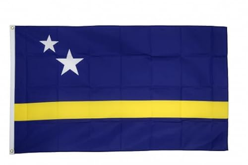Flaggenfritze® Curacao Fahne 90 x 150 cm, klassische karibische Flagge mit 2 Ösen für Mast, Outdoor und Sportbegeisterung + Gratis Sticker