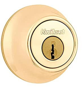 Kwikset 96650-494 Security Double Cylinder Deadbolt, Polished Brass, 1-Inch Diameter Round Adjustable Latch, Key Lock