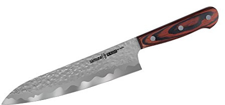 Samura KAIJU Profi Chefmesser ultra-scharf, groß, aus japanisch AUS 8 Stahl, gehämmert, 21 cm Klinge, Pakka-Holz Handgriff, Allzweckmesser, Gemüsemesser