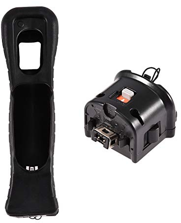 Wii Motion Plus Adattatore Accessorio per Telecomando Wii con Cover in Silicone per Wii Remote Controller(Nero)