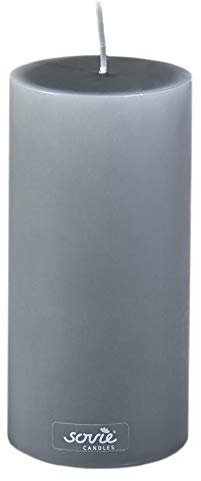 Sovie CANDLES Stumpenkerze | Votivkerze Dekokranz Blockkerze | 1 Flachkopfkerze in Grau (Ø70mm x 150mm)