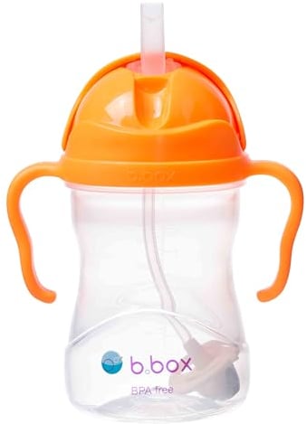 B.Box Gobelet à bec avec paille lestée et poignées faciles à prendre en main, bouteille d'eau réutilisable pour bébé avec couvercle à rabat simple