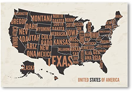 Postereck - 2124 - USA Landkarte, Länder Amerika Staat Kontinent - Unterricht Klassenzimmer Schule Wandposter Fotoposter Bilder Wandbild Wandbilder - Poster - DIN A2-42,0 cm x 59,4 cm
