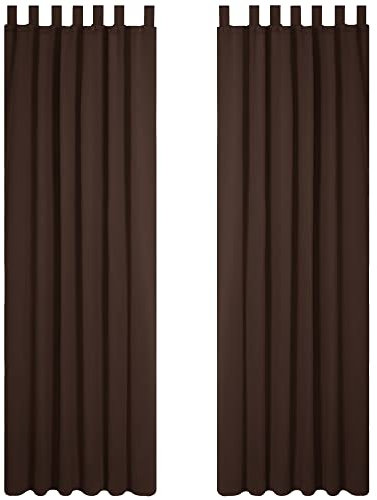 Deconovo Vorhänge Blickdicht Lichtundurchlässig Verdunkelungsgardinen Schlaufen Schlafzimmer Thermovorhänge Kälteschutz, 290x140 cm(HöhexBreite), Dunkelbraun, 2er Set