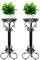 Scaffali Porta Piante Fiori Metallo Supporto per piante Arte Vaso di fiori Rack di supporto Il giro Display della torre dei fiori scaffale metallo scaffale piante esterno Stand Nero/Bianco--2 Pacchi