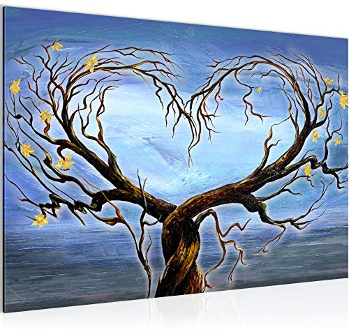 Runa Art Bild Herz Baum Modern Wandbilder Wohnzimmer Schlafzimmer 1 Teilig - Made In Germany - Natur Wasser Blau Flur 002315a