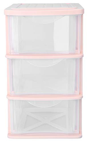 YARNOW 3 Tour de Tiroir en Plastique Organisateur De Stockage De Bureau Armoire Boîte Rose