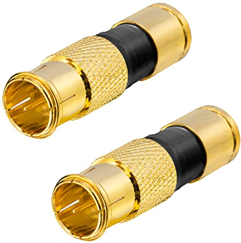HB-DIGITAL 2x SAT Kabel Adapter Schnellstecker F-stecker Quickfix für Antennenkabel Antennenadapter Sat Kabel Koaxialkabel Steckverbinder Ø 6.8 – 7.2 mm Kompressionsstecker - Vergoldet