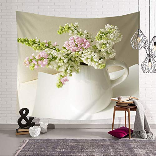 Daesar Tapisserie Psychedelic, Wandteppich Zimmer Vase mit Blumen Wandbehang Hippie 200x200CM Wall Hanging Hippie Tapestry