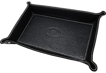 Chicca Borse Svuotatasche Vassoio Rettagolare Organizer in Pelle Contenitore per Chiavi, Soldi, Portafogli, Accessori, per Casa e Ufficio (Nero)