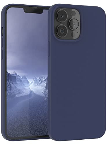 EAZY CASE custodia per cellulare in silicone premium compatibile con iPhone 13 Pro Max con protezione della fotocamera e rivestimento interno custodia protettiva bumper in Blu notte