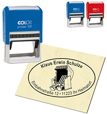 Adressstempel personalisiert Stempel - Strandkorb - oval 59 x 39 mm Automatikstempel als Firmenstempel Namensstempel Bürostempel