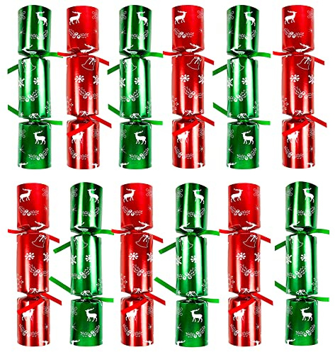 Darnassus 12 Pack Christmas No-snap Party Table Favors, Christmas themed Holiday Supplies with Party Hat, Joke & Little Gift Inside for Kids Adults Xmas Gift