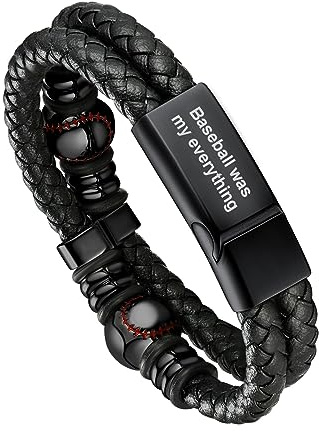 Bandmax Lederarmband Männer Armband Leder mit Magnetverschluss | Wikinger Armband Herren Wasserfest, Geschenk für Vater/Ehemann/Freund, Silber/Schwarz/Gold, Länge 19/21/23/25cm