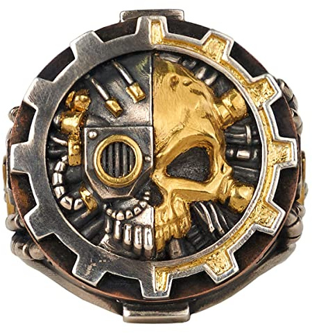 Starforged Adeptus Mechanicus Siegel des Maschinengottes, Goldring, Punk-Stil, Ring des Warhammers, 40 K, Metall, Kein Edelstein