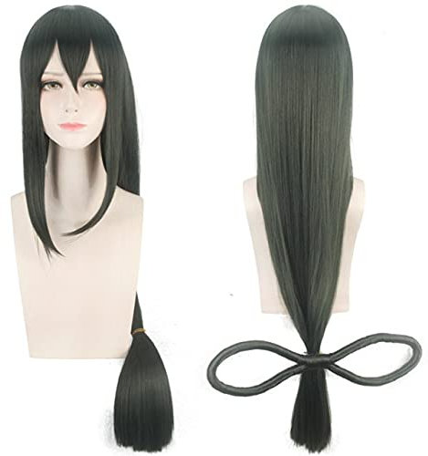Todoroki Shoto Women Tsuyu Asui Play Wig Cosplay Costume Boku No Hero Academia Grün Schwarz Haar Perücken Kappe Einheitsgröße Tsuyu Asui Perücke